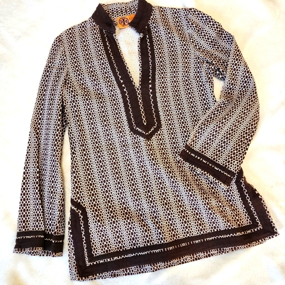 Tory Burch Tops - Punch Western Tunic Top TORY BURCH SIZE 8 Side Slits Long Sleeve V-Neck Fall
